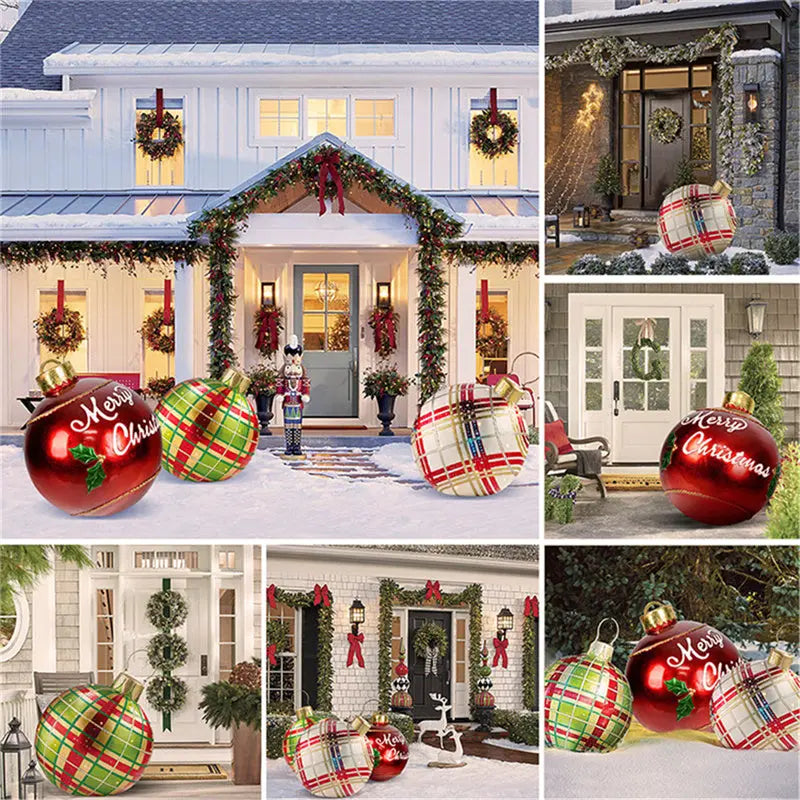 Christmas Ornament Ball Outdoor Pvc 60CM Inflatable Decorated Ball PVC Giant Big Large Balls Xmas Tree Decorations Toy Ball - Ocean Vault