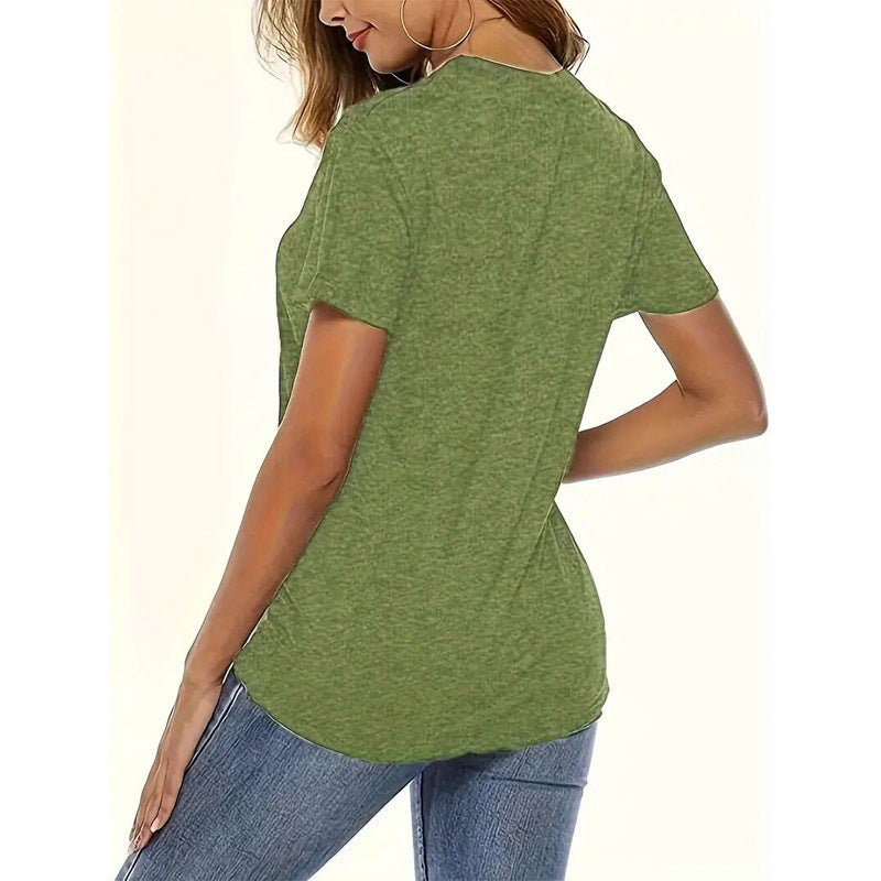 Women's Lakeside Rowing Scene Print Short Sleeve T-Shirt Casual Crew Neck Summer Top