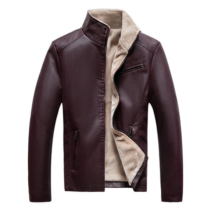 Men's Leather Jacket Warm Motorcycle Clothing