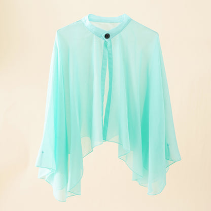 Solid Color Ventilation Shawl Button Chiffon Sunscreen Women's Fashion