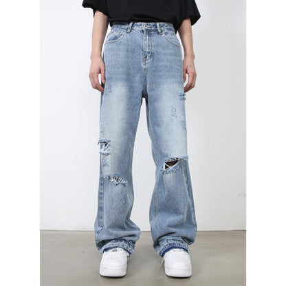 American Retro High Street Fashion Brand Ripped Jeans For Men