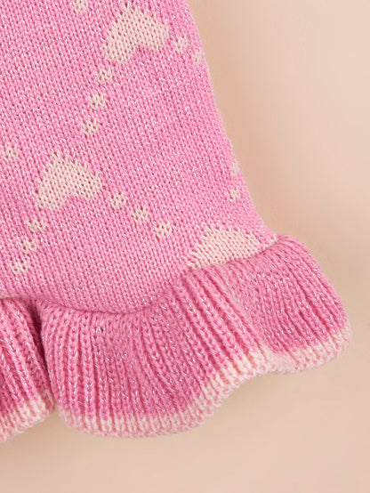 Small Dog Sweater Hoodies Dress Winter Knit Cute Clothing Heart Puppy Clothes For Dogs Cats Soft Warm Pet Outfits With Leash Hole