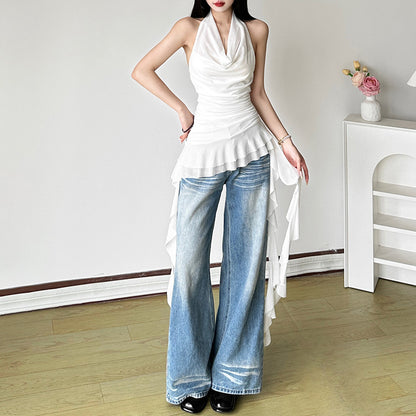 Women's Fashion Swing Collar Backless Halter Sleeveless Vest