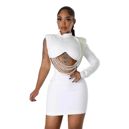 Women's Slim-fit One-shoulder Sheath Dress - Ocean Vault