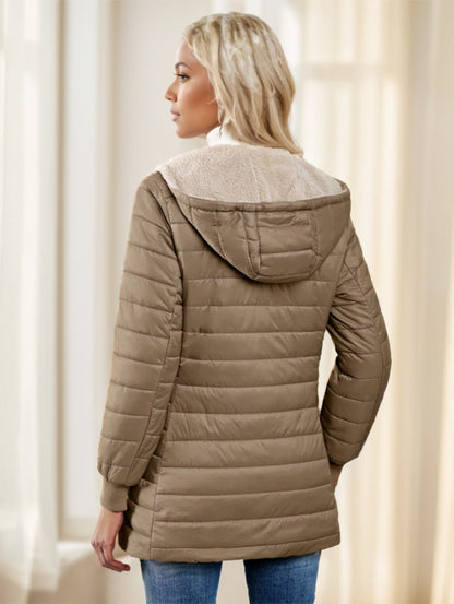 Aveloria Modichic Casual Versatile Solid Color Fleece Hooded Padded Padded Coat