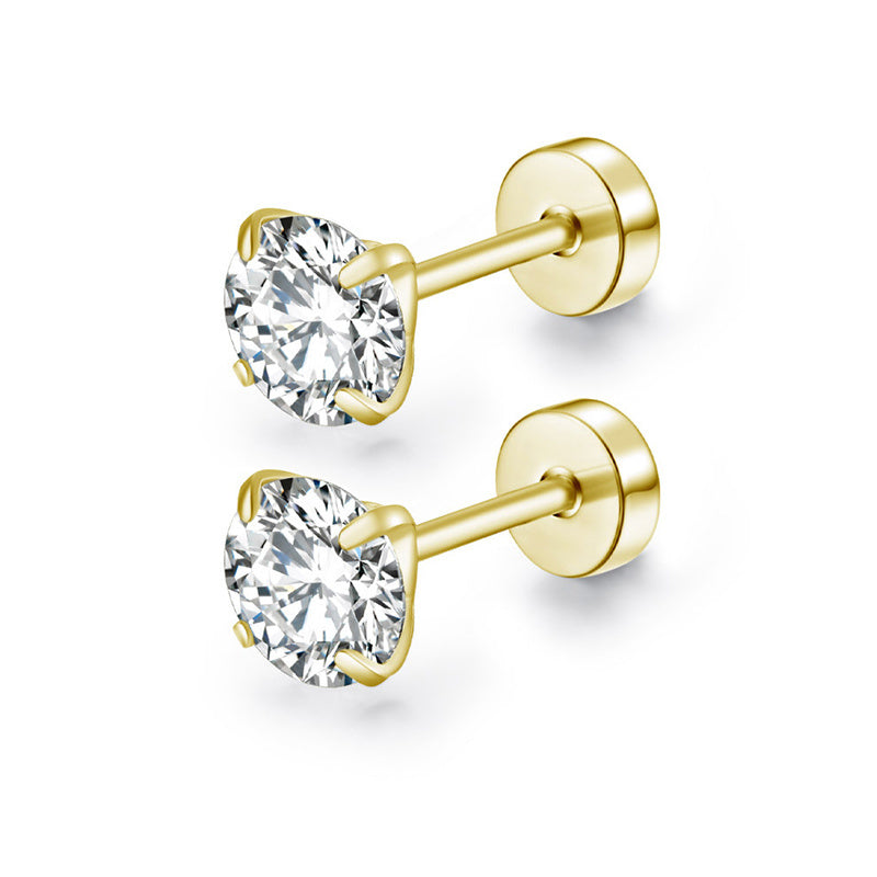 Women's Fashion Zircon Round Cake Earrings