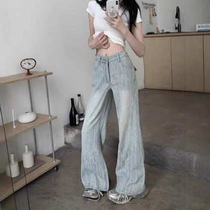 New Loose Slimming Light-colored High Waist Bootcut Jeans For Women