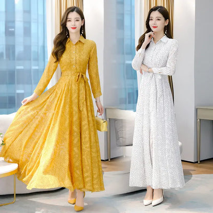 Women's New Mid-length Polka Dot Chiffon Dress - Ocean Vault