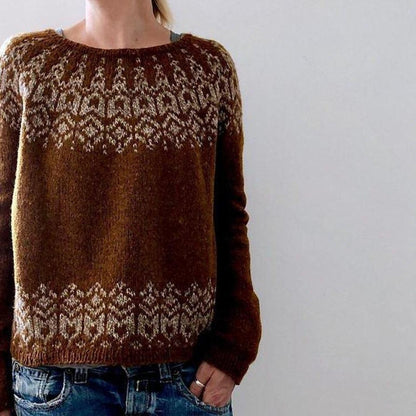 Women's Round Neck Multi-color Loose Fashion Pullover Sweater