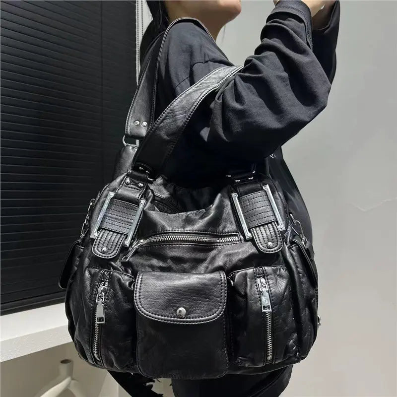 Women's Fashion Vintage Lychee Pattern Tote Messenger Bag - Ocean Vault