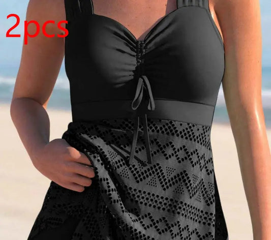 Korean Version Of Solid Color Lace One-piece Swimsuit Ocean Vault