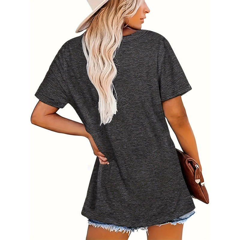 Women's 'Teach' & Butterfly Bow Print Short Sleeve T-Shirt Office Casual Summer Top