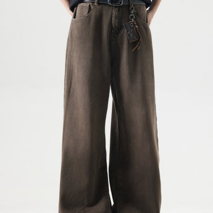 Retro Washed High Straight Loose Jeans