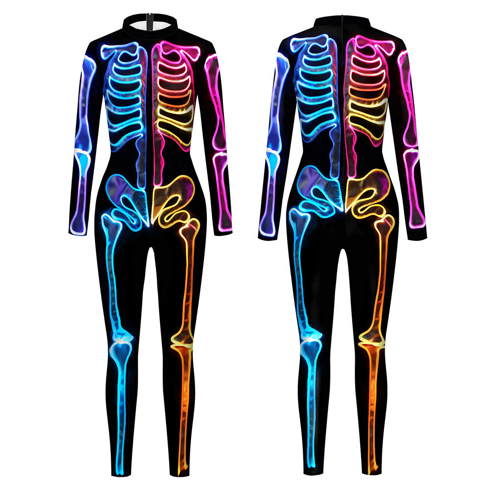 Fluorescent Skeleton Print Ladies Coveralls