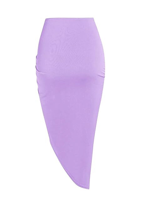 Women's Sexy Ruched Midi Skirts, Bodycon Elasticity Tight Casual Club Asymmetrical Skirt
