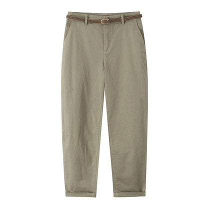 Fashion Three-color Woven With Belt Casual Pants
