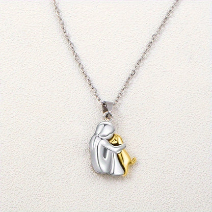Fashion Little Girl And Dog Hug Necklace