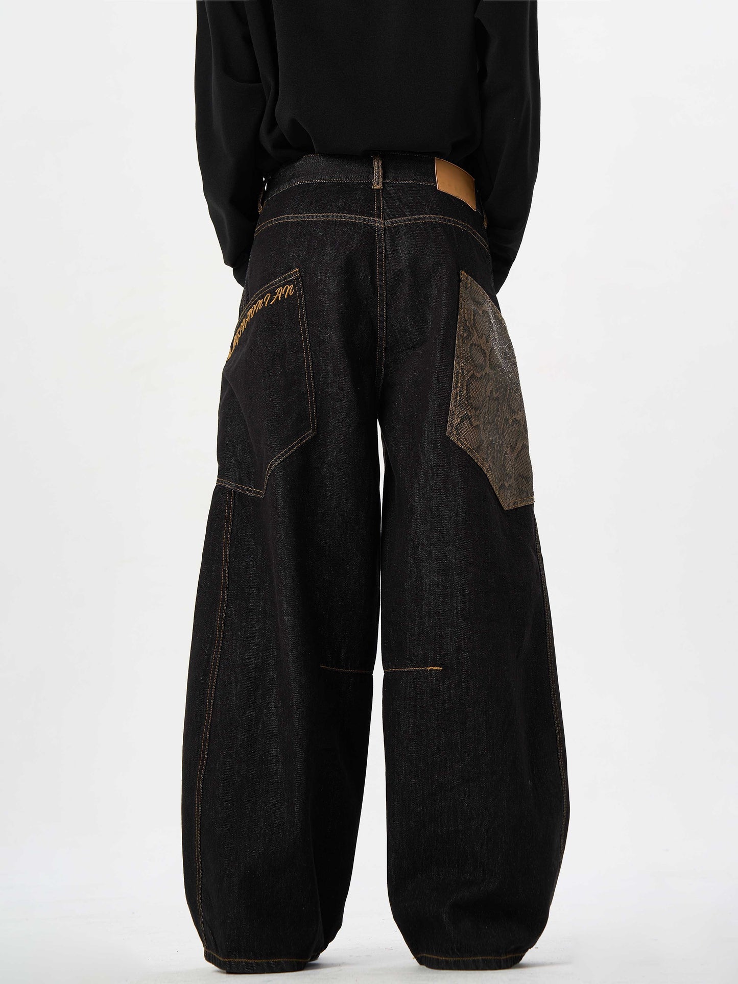 Black Jeans With Wide Legs For Men And Women