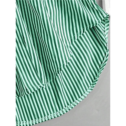 Women Oversized Button Down Striped Shirts Casual Long Sleeve Boyfriend Blouse Top