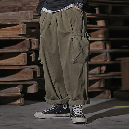 Multi-Pocket Workwear Men's High Street Wide Leg Pants
