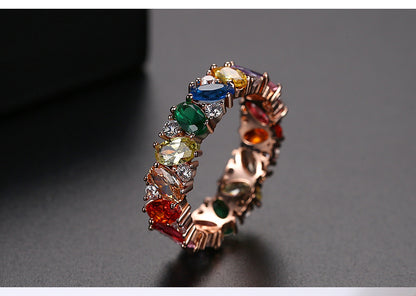 European And American Fashion Color Zircon Ladies Ring