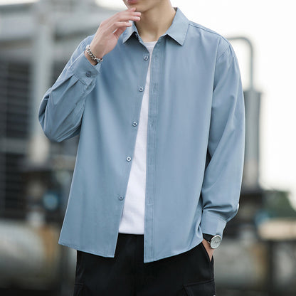 Men's Ice Silk Drape Long Sleeved Loose Casual Shirt