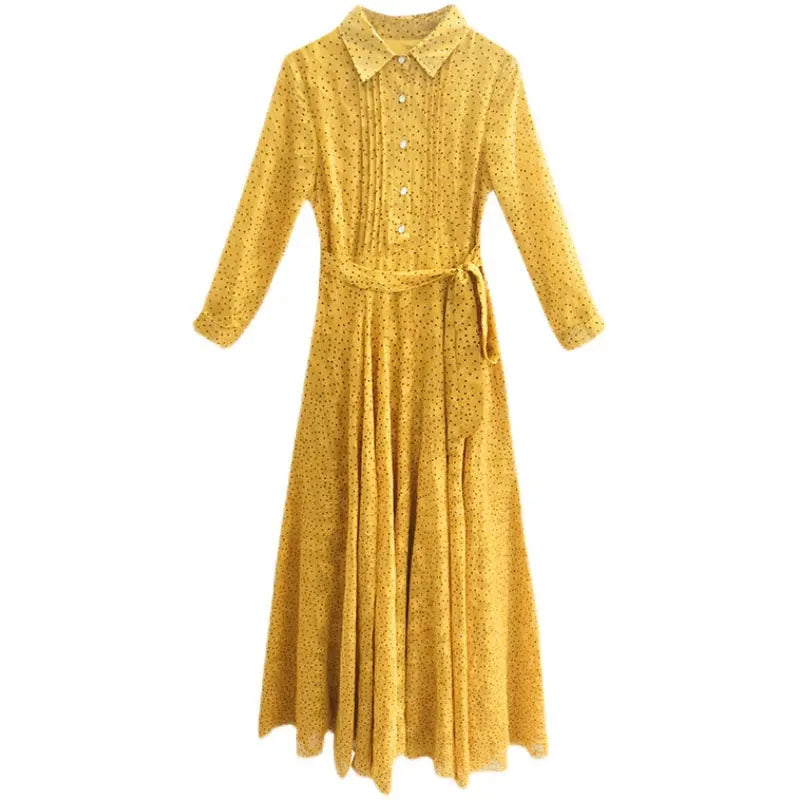 Women's New Mid-length Polka Dot Chiffon Dress - Ocean Vault