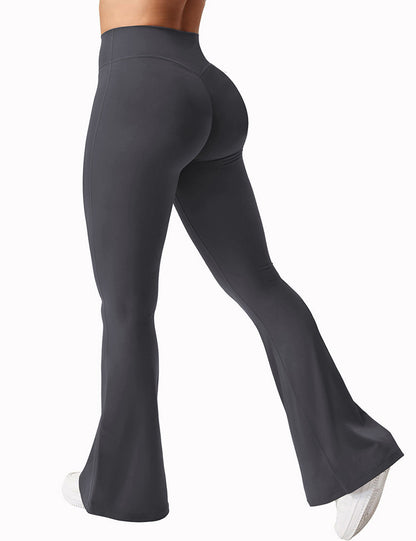 V-waist Elastic Sports Tight Pants Women's Peach Hip Lifting Yoga Bell Bottom Pants