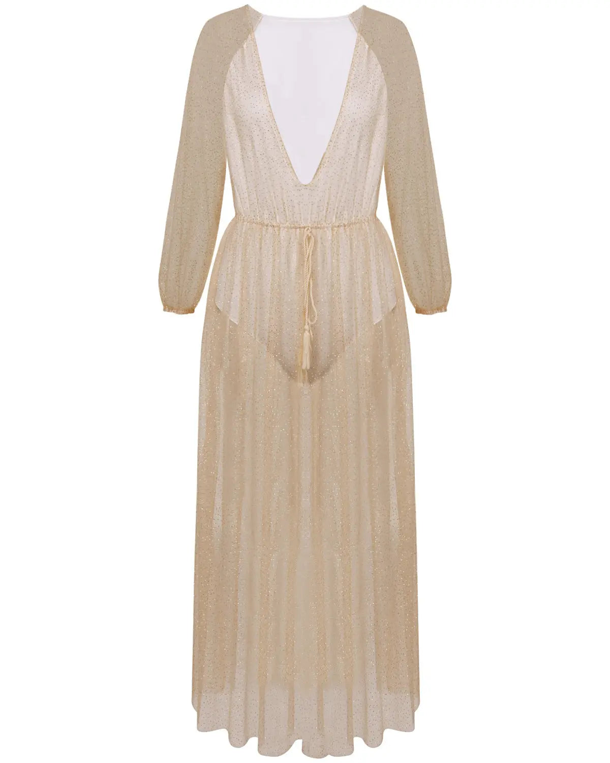 European and American style foreign trade hot drilling long-sleeved bikini outer cover shirt beach resort sun protection clothing - Ocean Vault