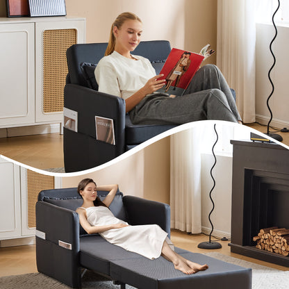 Adult Sleeper Chair Bed, 3-in-1 Convertible Sofa Chair Bed Pull-out Sofa Bed, Convenient Folding Tray Table With USB And Type-C Charging Ports For Living Room Cannot Be Sold On Temu