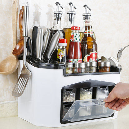 Kitchenware Rack Seasoning Storage Box Multifunctional Floor Condiment Storage Knife Rack