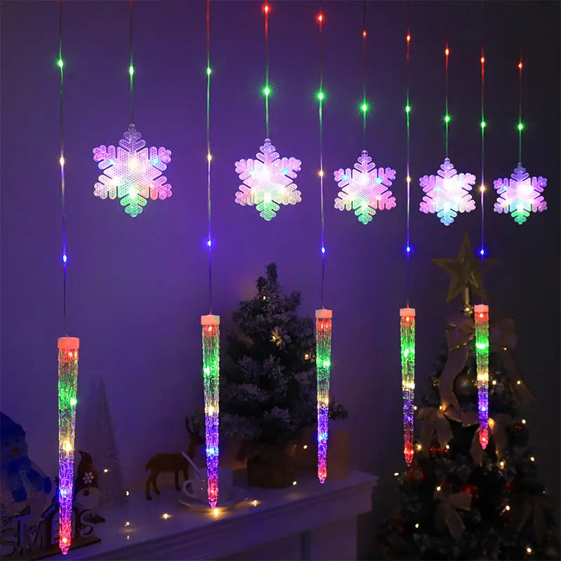 Christmas Decorative Lights Icicle Snowflake Shaped Light String - Ocean Vault