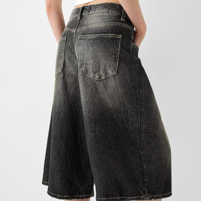 Low Waist Loose Denim Cropped Pants