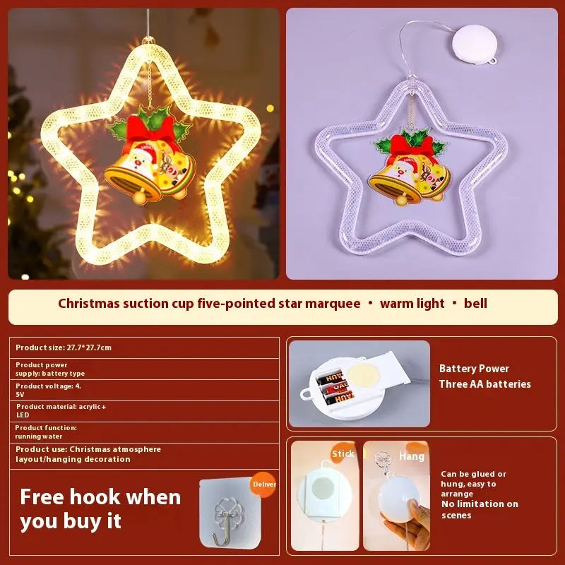 Christmas Pendant Decoration Christmas Atmosphere Led Lights Led Christmas Star Light Decoration For Window Door For Holiday - Ocean Vault