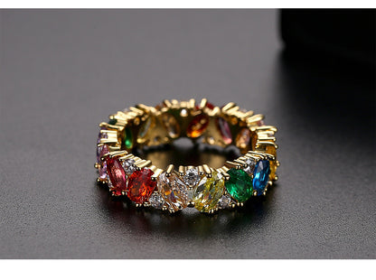 European And American Fashion Color Zircon Ladies Ring