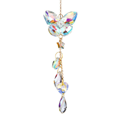 Garden Decoration Window Hanging Hand-knitted Butterfly Dragonfly Crystal Pendant