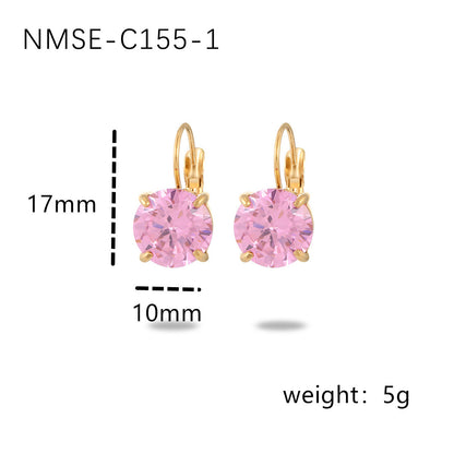 Fashionable Simple Four-claw Single Diamond Stainless Steel Women's All-match High-grade Earrings