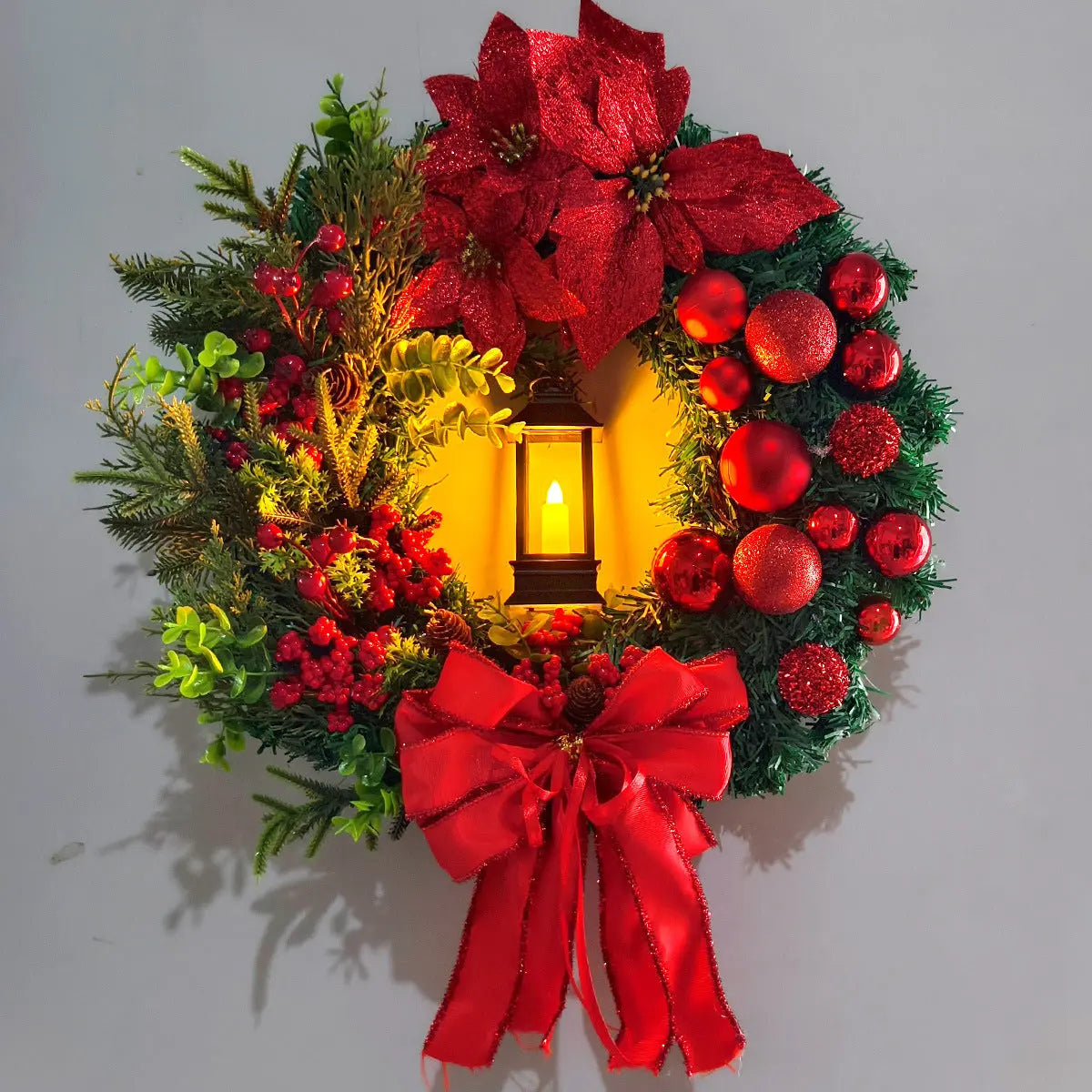 Christmas Light Wreath Door And Window Decoration Vine Ring - Ocean Vault