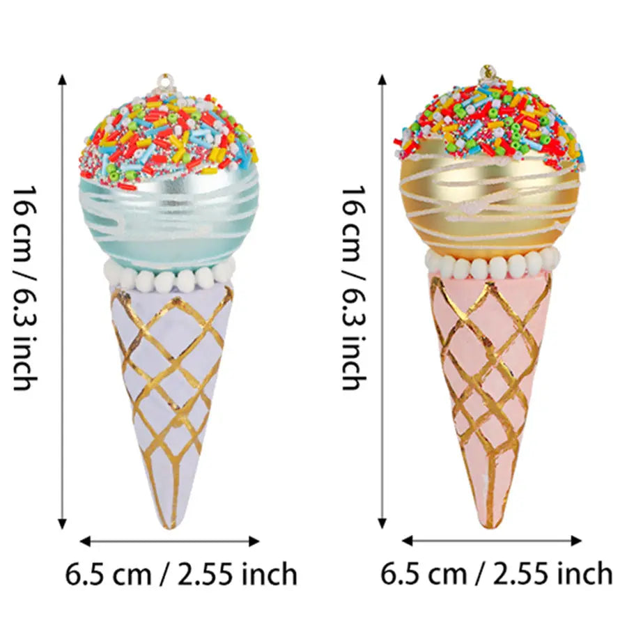Simulation Ice Cream Christmas Tree Decorative Glass Pendant - Ocean Vault