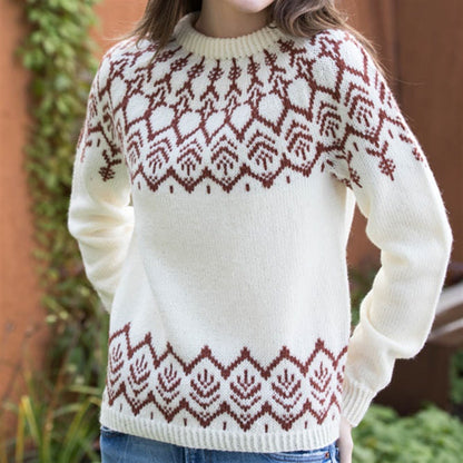 Women's Round Neck Multi-color Loose Fashion Pullover Sweater