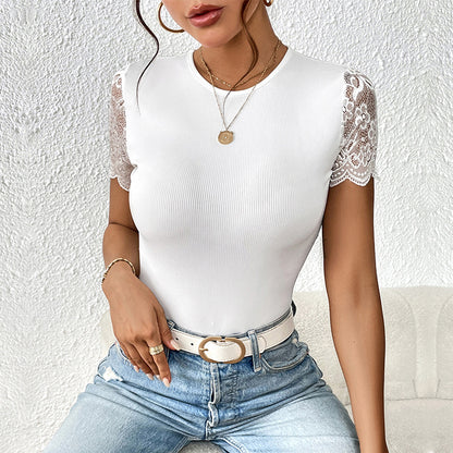 Women's Solid Color Short Sleeve Rompers European And American