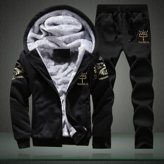 Winter warm sweater men's jacket trousers sportswear