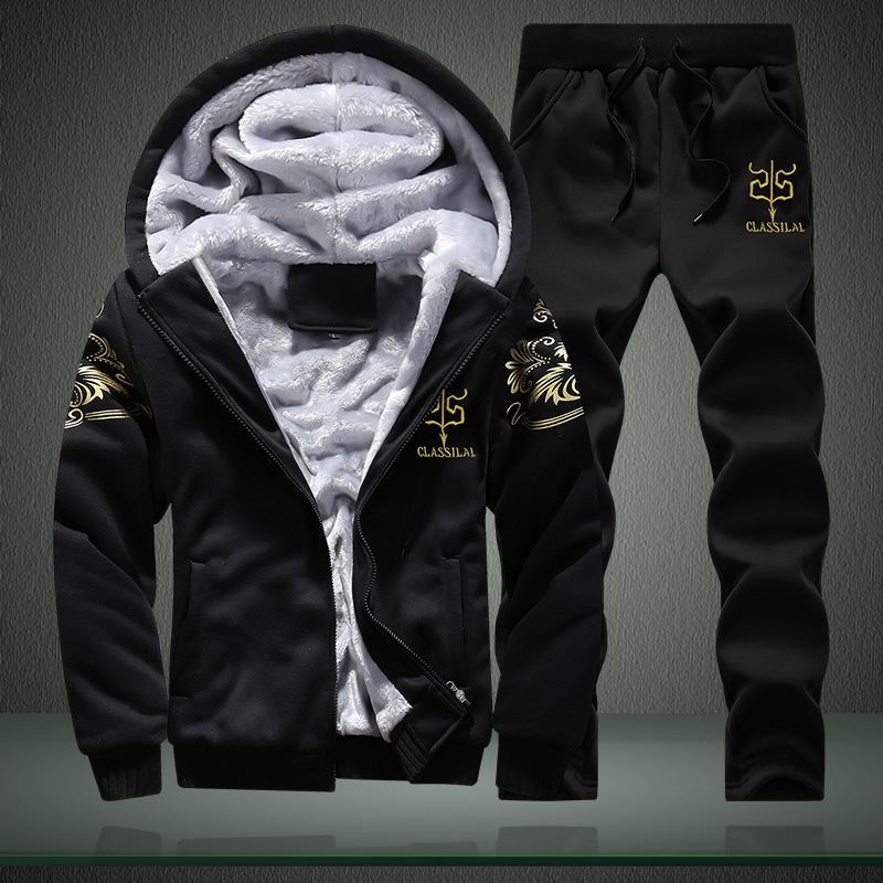 Winter warm sweater men's jacket trousers sportswear