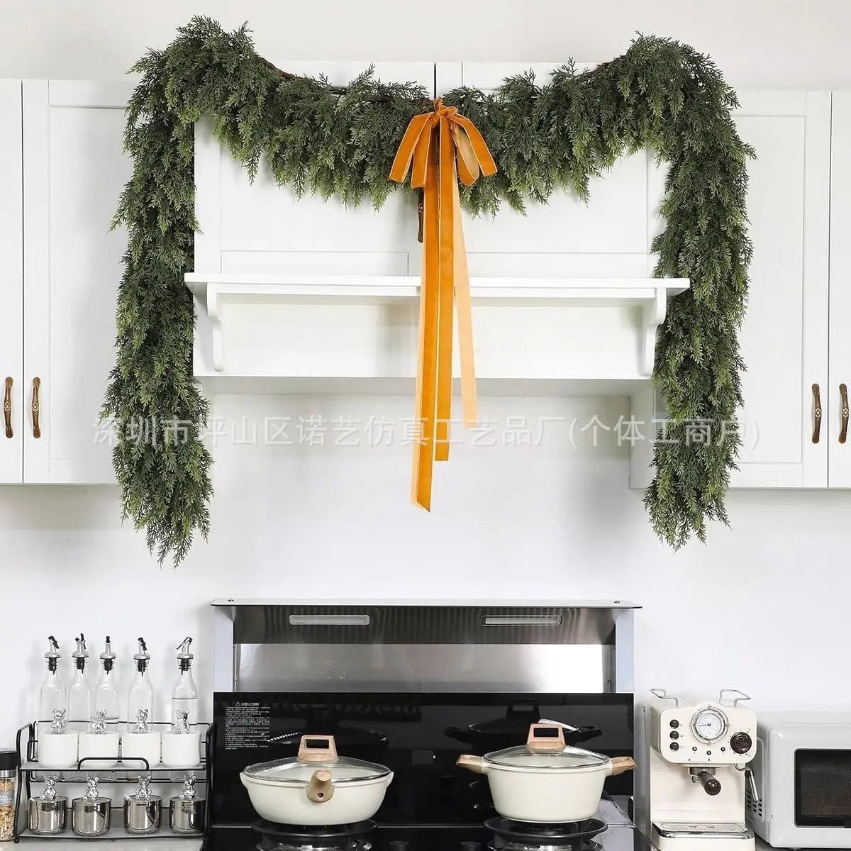 Christmas Pine Needle Garland Soft Rubber Feel Norfolk Pine Cypress Rattan - Ocean Vault