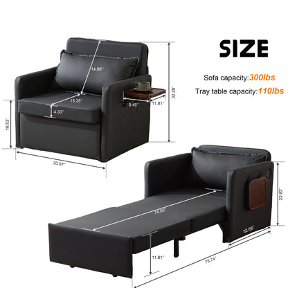 Adult Sleeper Chair Bed, 3-in-1 Convertible Sofa Chair Bed Pull-out Sofa Bed, Convenient Folding Tray Table With USB And Type-C Charging Ports For Living Room Cannot Be Sold On Temu