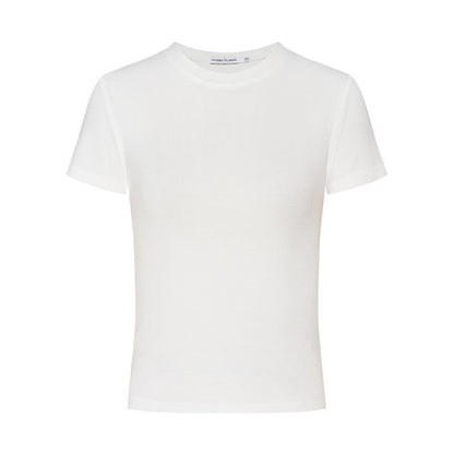 Tight Waist Shoulder T-shirt Top Short Sleeve