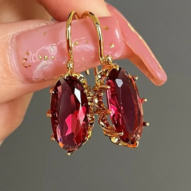Women's Fashion Simple Inlaid Gem Eight-claw Buckle Earrings