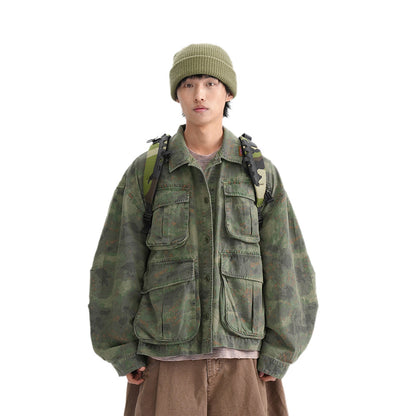 Tie-dye Camouflage Workwear Jacket For Men