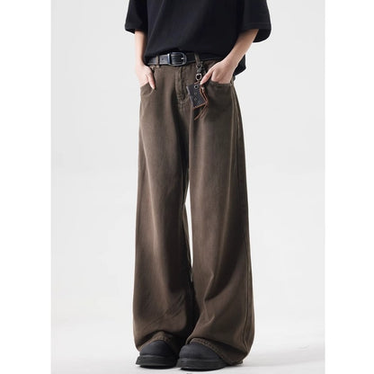 Retro Washed High Straight Loose Jeans