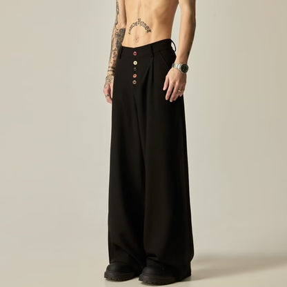 Men's Solid Color Polyester Casual Vertical Tube Wide-leg Pants